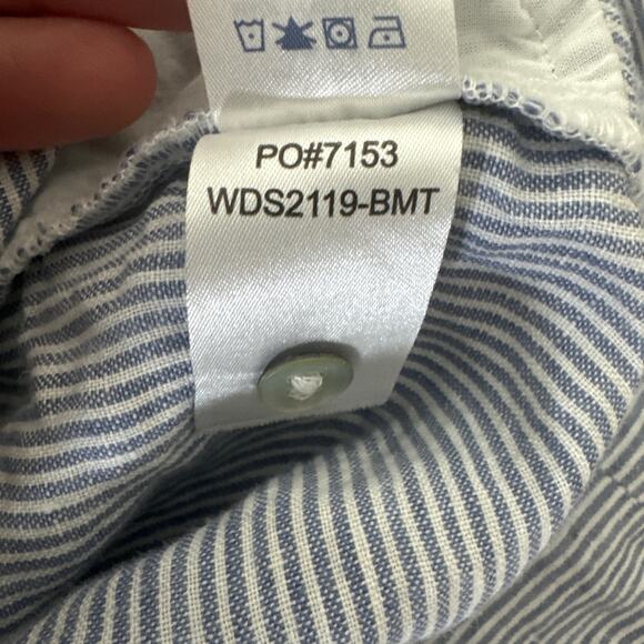 FAHERTY Isha 100% Linen Mini Dress Blue White Mini Stripe Sleeveless Size Small - Picture 8 of 9